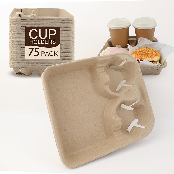 Mat Board Center, 75 Pack 2-Drink Cup Tray, Carrier - Image 2