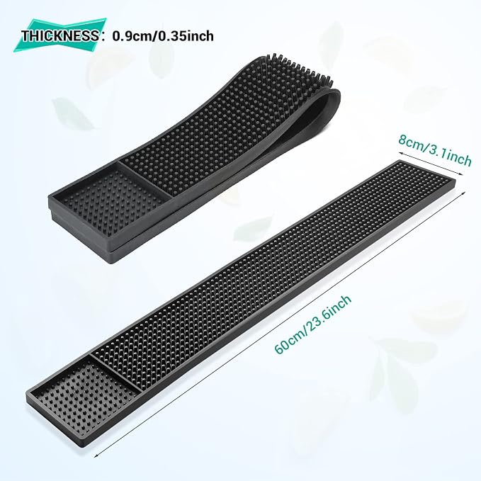 Facmogu 2PCS Rubber Bar Mats, 24x3 / 60x8cm Coffee Bar Countertop Spill Mats - Image 7