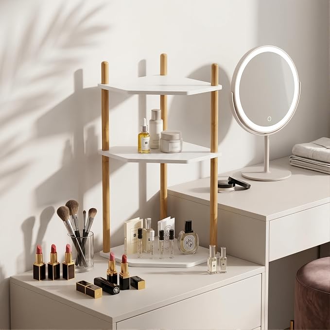 3-Tier Expandable Bamboo Corner Shelf - Image 6