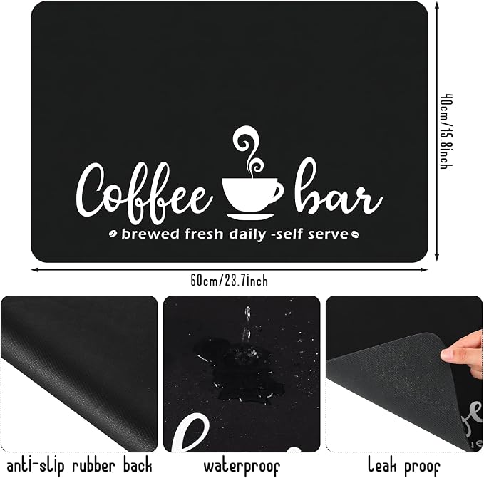 Queekay Coffee Bar Mat for Counter 24" x 16" Absorbent Dish Drying Mat for - Image 5