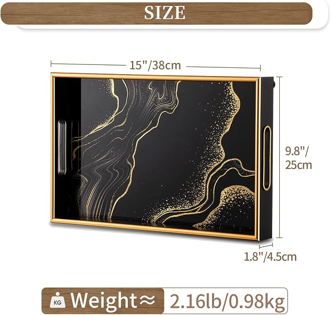 Hanobe Decorative Serving Tray Black: Coffee Table Tray - Image 5