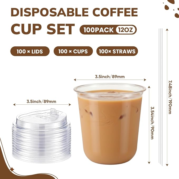 Ziliny 100 Pcs 12oz Clear Plastic Cups - Image 3