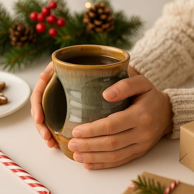 Hand Warmer Mug, Handmade Pottery Ceramic and Hand Painted - Image 9