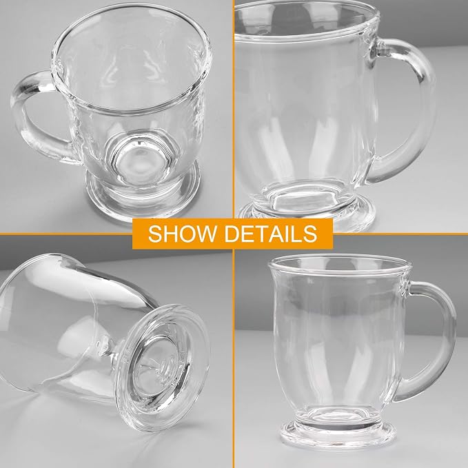 Accguan 15oz/450ml Glass Coffee Mugs Clear Coffee Cups - Image 4