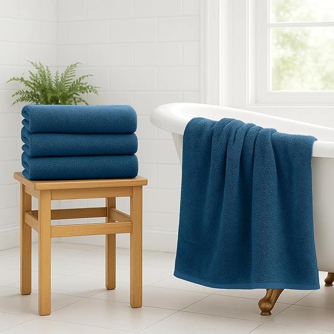 RIVERSIDE 100% Ring-Spun Cotton Bath Towels Set of 4 22 x 44 - Image 7