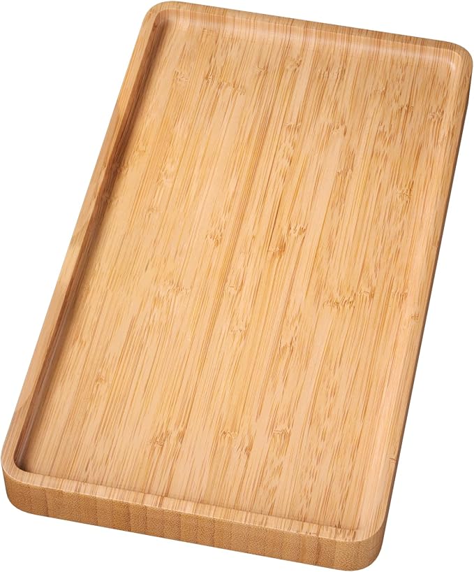 VERTORGAN Bamboo Serving Tray, 13.8x7.9 Inch Decorative Trays Platter by VERTORGAN