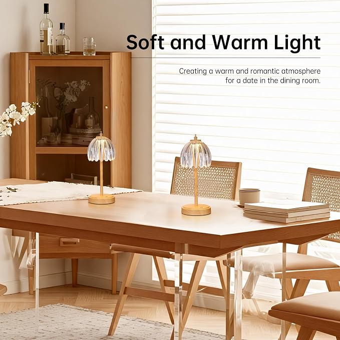 Shenmoyl Tulip Table Lamp with 5200mAh Battery & Touch Control, Small Cordless - Image 5
