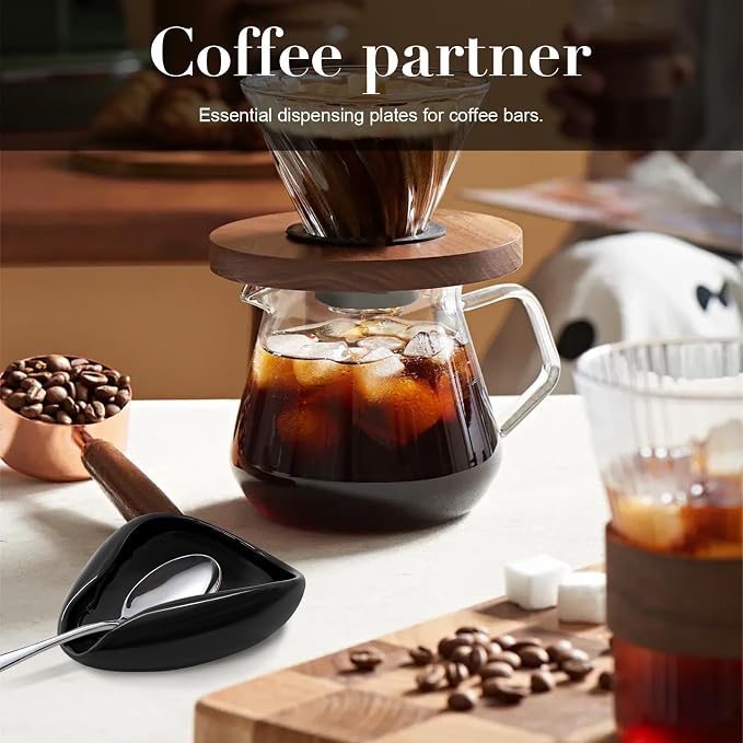 Ceramic Coffee Spoon Rest, Small Black Coffee Spoon Holder - Image 2