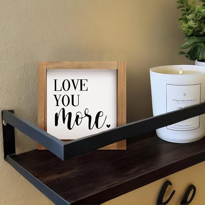 Love You More Sign, 6 Inch Wooden Romantic Valentines Day Gifts, Rustic Wall - Image 4