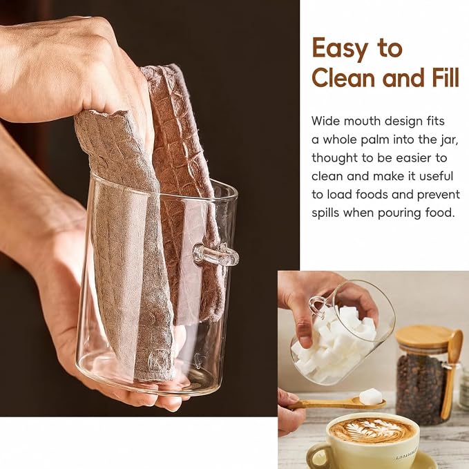 Coffee Sugar Container Salts Jars - 15oz Glass Airtight Caning - Image 4