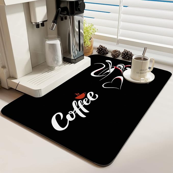Coffee Bar Mat Rubber Dish Drying Mat by PtRug