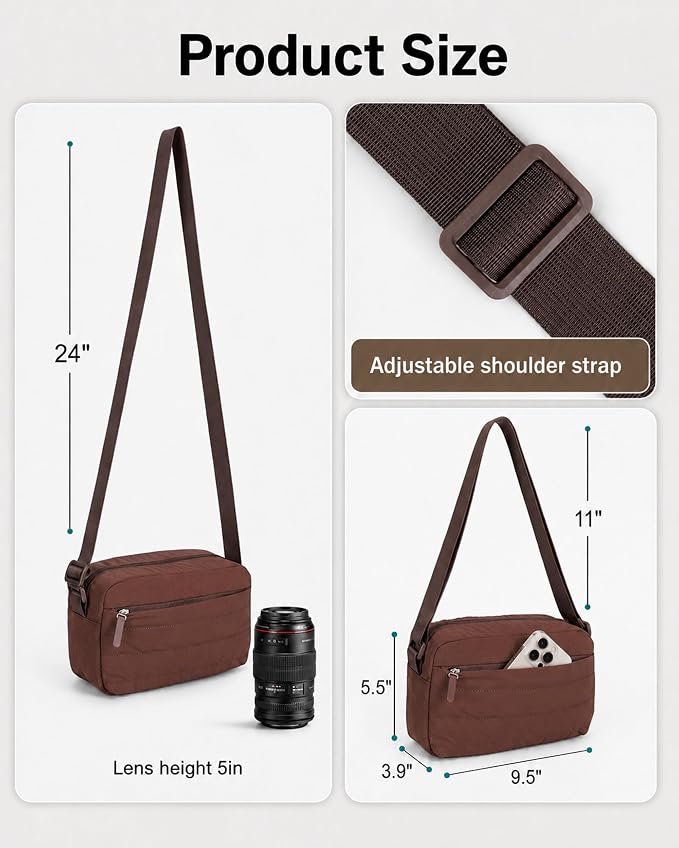 FHELAD Small Crossbody Bag for Women, Compact Puffer Camera Bag - Image 3