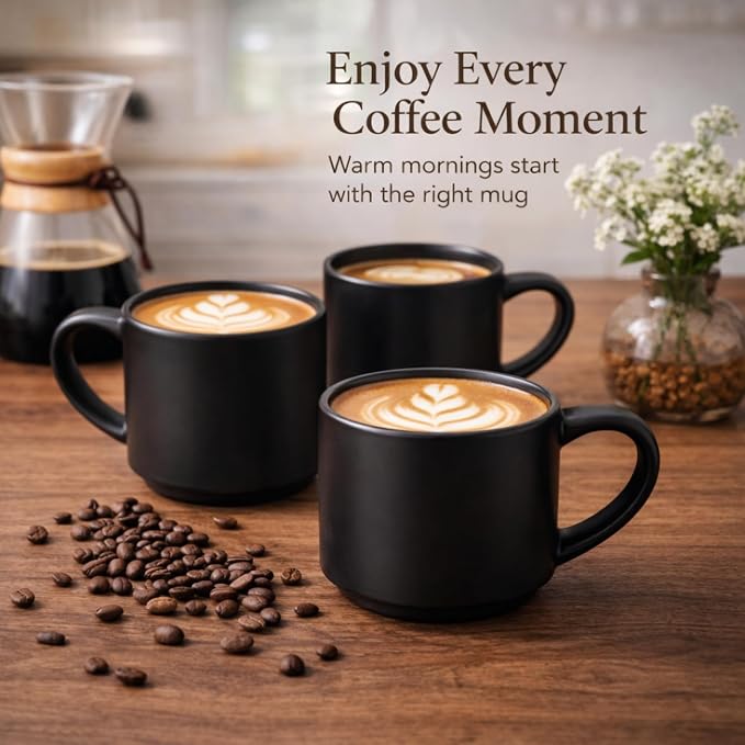 GBhome 14 OZ Coffee Mugs Set of 6, Stackable Ceramic Mugs - Image 6
