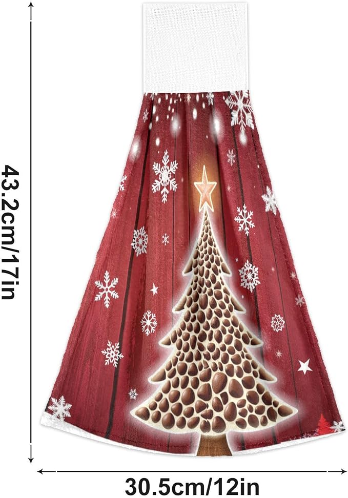 Christmas Snowflakes Tree Kitchen Hanging Towel Snow Coffe Tree Hand Fingertip - Image 2