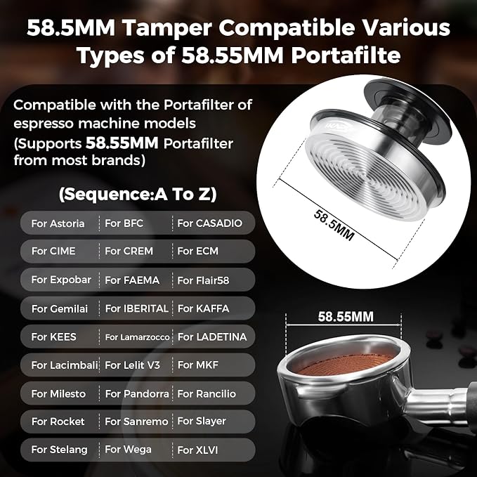 IKAPE 58mm Black Espresso Tool Set 8 IN 1, Coffee Tamper, Distributor, Magnetic - Image 4
