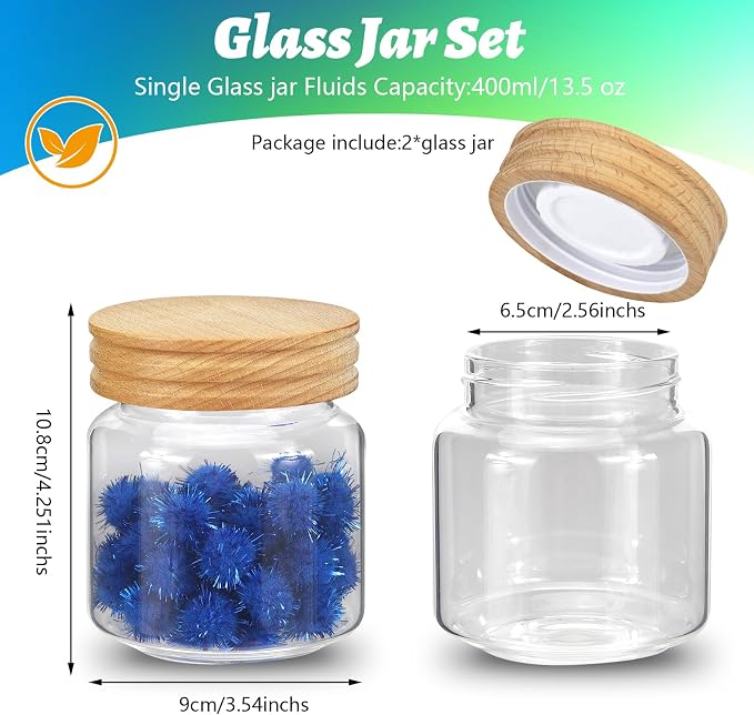 Small Glass Jars with Airtight Lid 13oz Seasoning Containers Glass Spice Jar - Image 2