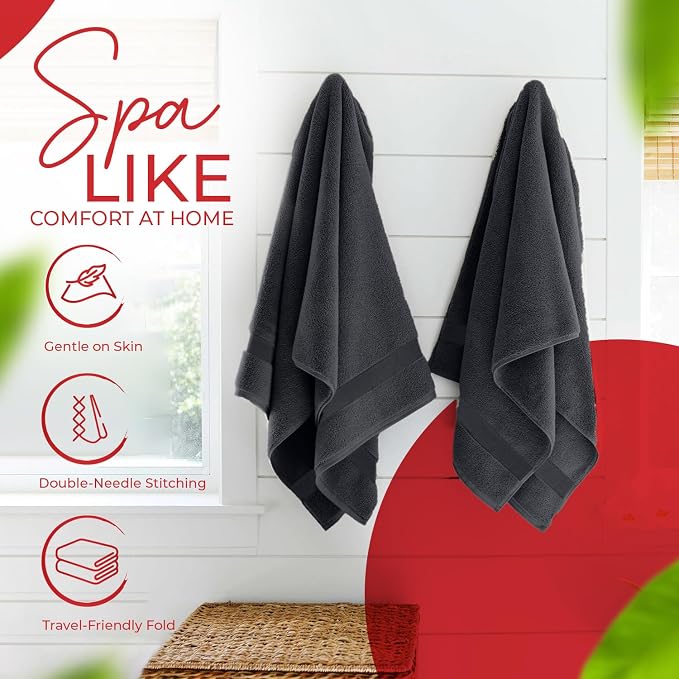 RIVERSIDE Medium Bath Towel Set of 4, 24x48 Inches – 100% Ring-Spun Cotton Bath - Image 5