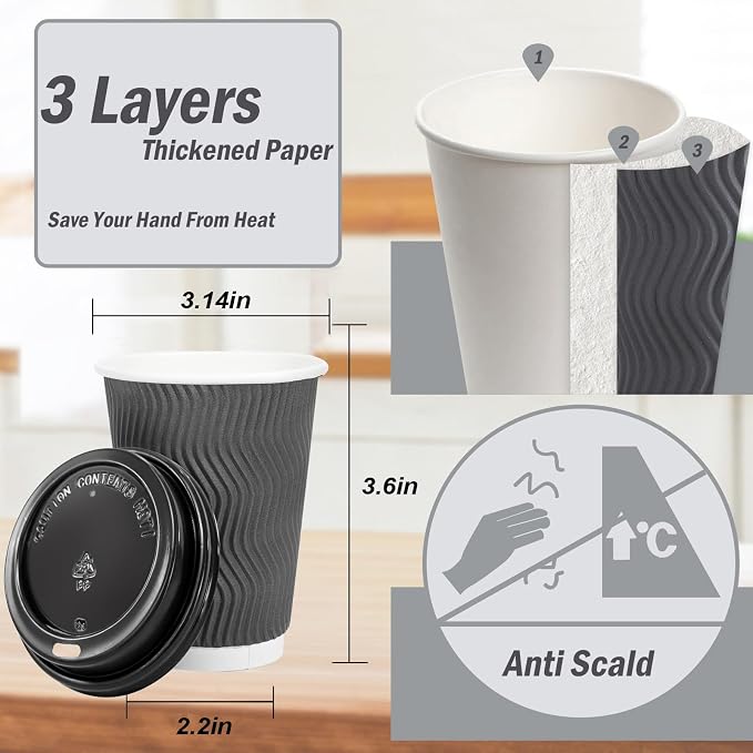 Lamosi 50 Pack 8 oz Disposable Coffee Cups - Image 3