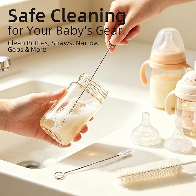 Masthome 9 Pack Bottle Brush Set, Boar Bristle Mixed PP Baby Bottle Cleaner - Image 5