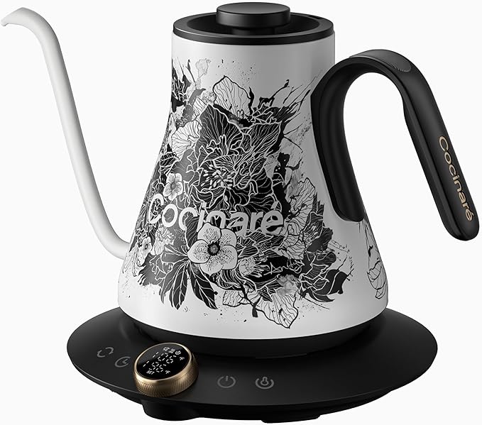 Cocinare Artisan Blossom Gooseneck Electric Kettle, ±1℉ Precise Temperature by Cocinare
