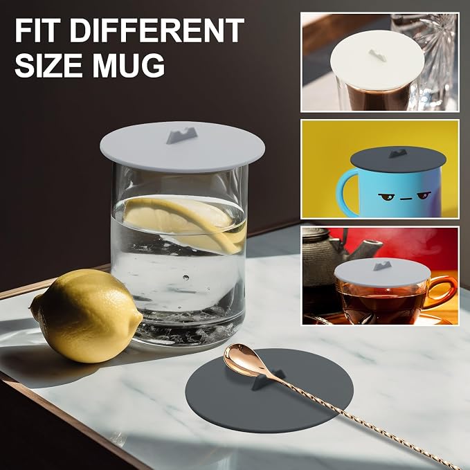 6 Pcs Silicone Cup Cover Lids, 3.9 Inch Reusable Anti-dust Mug Covers Colored - Image 6