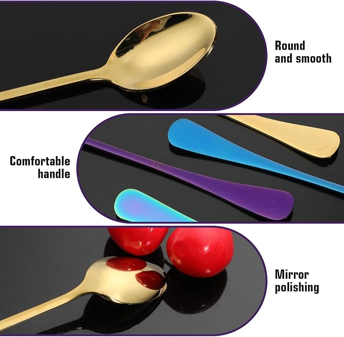 Dimeho Long Handle Spoon 9.5-Inch Long Handle Ice Tea Spoons 4PCS Stainless - Image 4