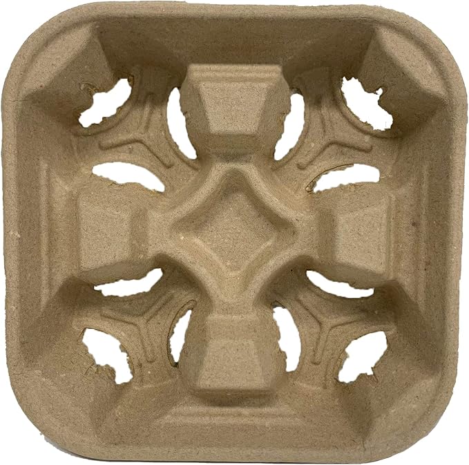 4 Cup Drink Carriers Disposable Coffee Take Out Trays 100 Pcs Pack Pulp Fiber - Image 5