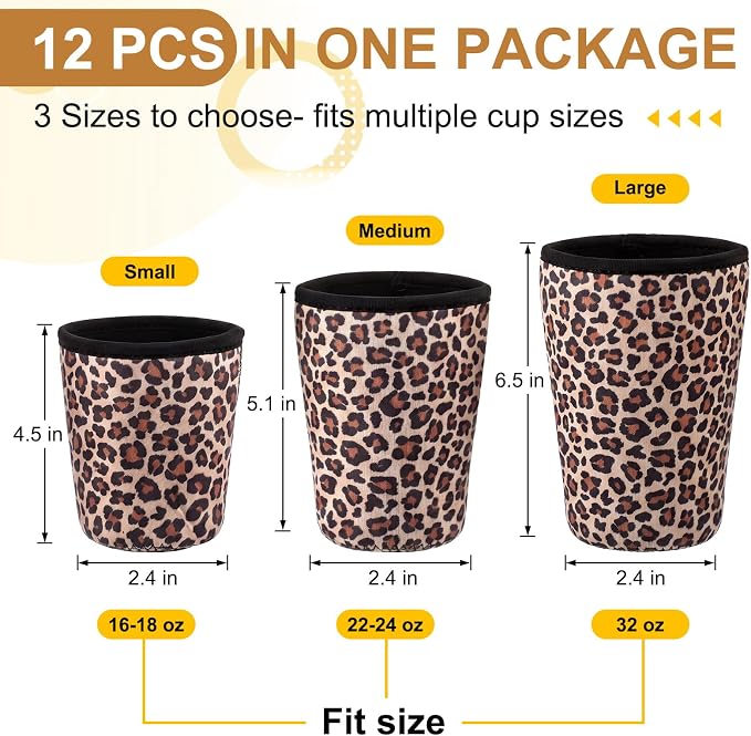 CHENGU 12 Pack Reusable Iced Coffee Sleeves Bulk Cold Cup Neoprene Insulated - Image 2