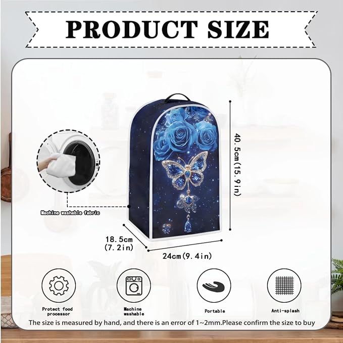 doginthehole Blue Rose Butterfly Blender Cover Food Processor Dust Cover 2 - Image 4