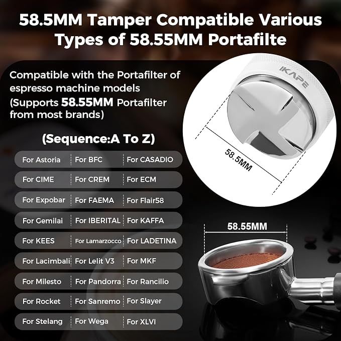 IKAPE Coffee Products, 58mm Coffee Distributor & Hand Tamper, Adjustable Depth - Image 2