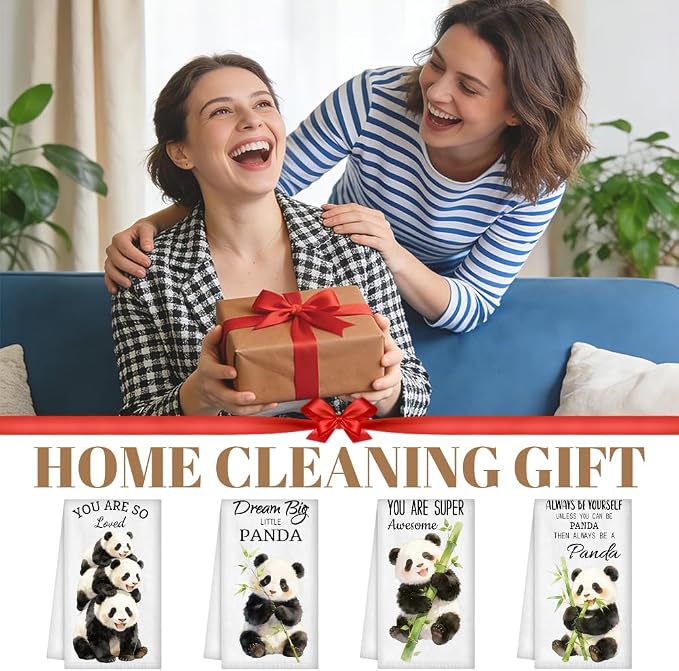 WADORN 4 Styles Funny Panda Kitchen Towels, Cute Panda Gifts - Image 7