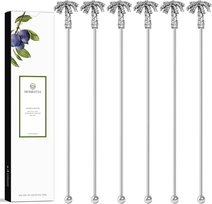 Homestia 6 Pack 7.5" Stainless Steel Coffee Stirrers, Reusable Swizzle Sticks by Homestia