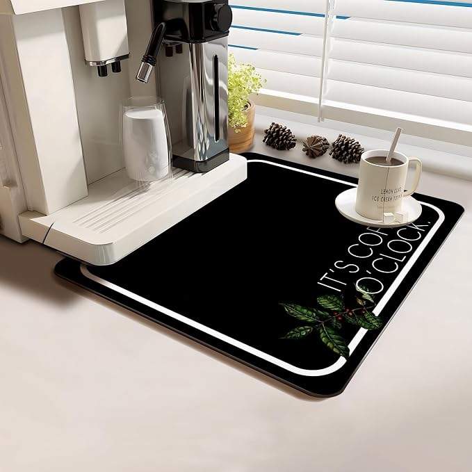 Coffee Bar Mat Rubber Dish Drying Mat by PtRug