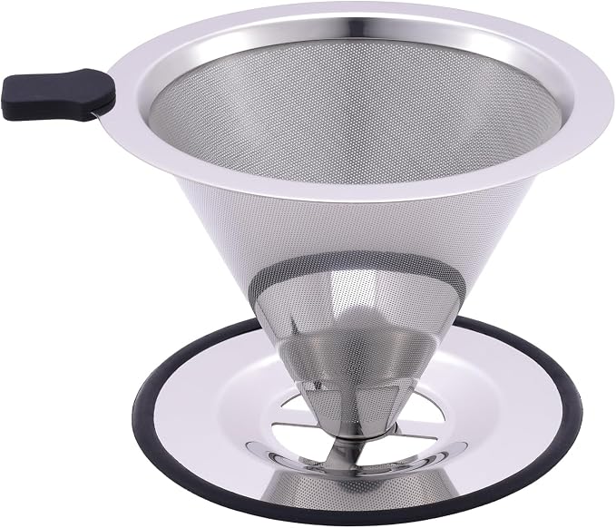 Pour Over Coffee Filter Dripper, Stainless Steel Metal Cone | Drip Coffee Filter by TaoTaoTse