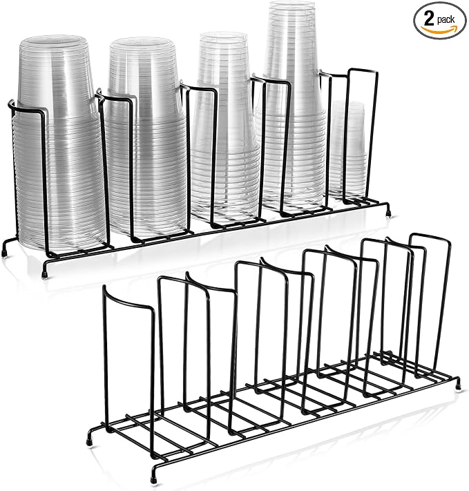 Maxdot 2 Pcs 5 Section Coffee Cup Organizers 23 x 5 x 8.5 Inch Wire Rack Coffee by Maxdot