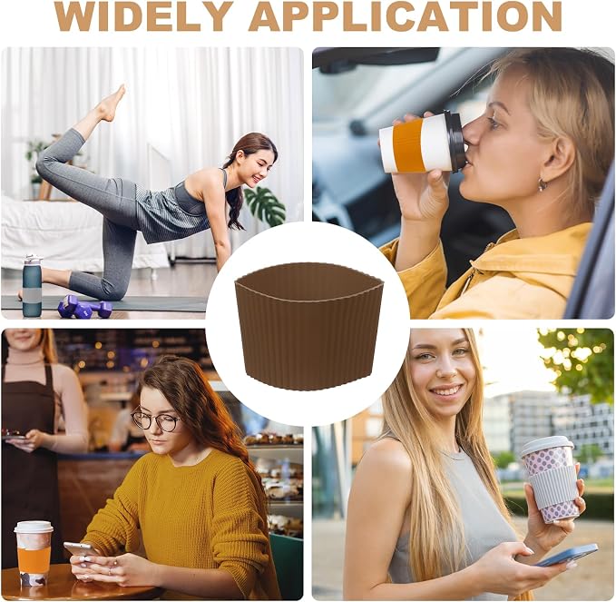 uxcell 6Pack Coffee Cup Sleeves, Reusable Silicone Heat Resistant Cups - Image 6