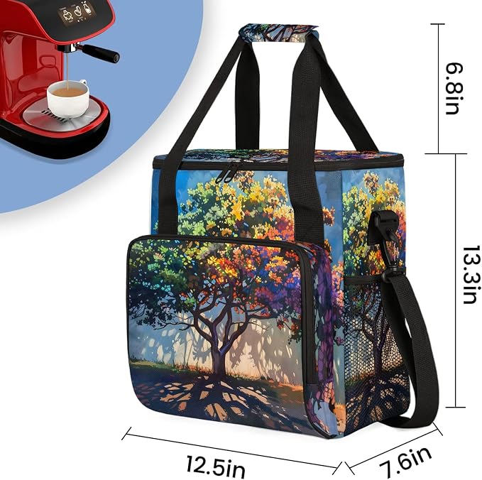Tree Colorful Coffee Maker Carring Bag, Large Insulated Storage Organizer Case - Image 2
