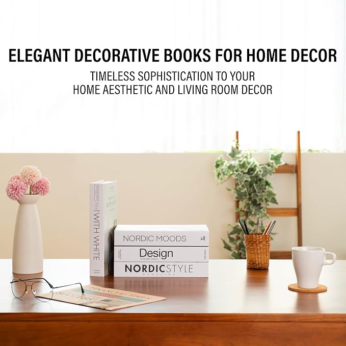 PROBENEX 4 Pcs Decorative Books | Faux Black Coffee Table & Shelf Decor | Bold - Image 9