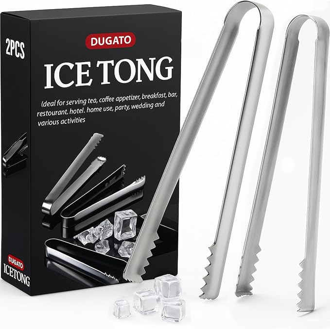 DUGATO Cocktail Ice Tongs 6.3 in, Stainless Steel by DUGATO