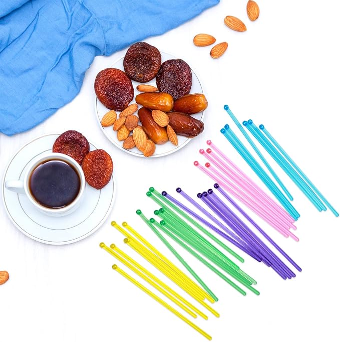 100 Pieces Disposable Plastic Round Top Crystal Swizzle Sticks - Image 6