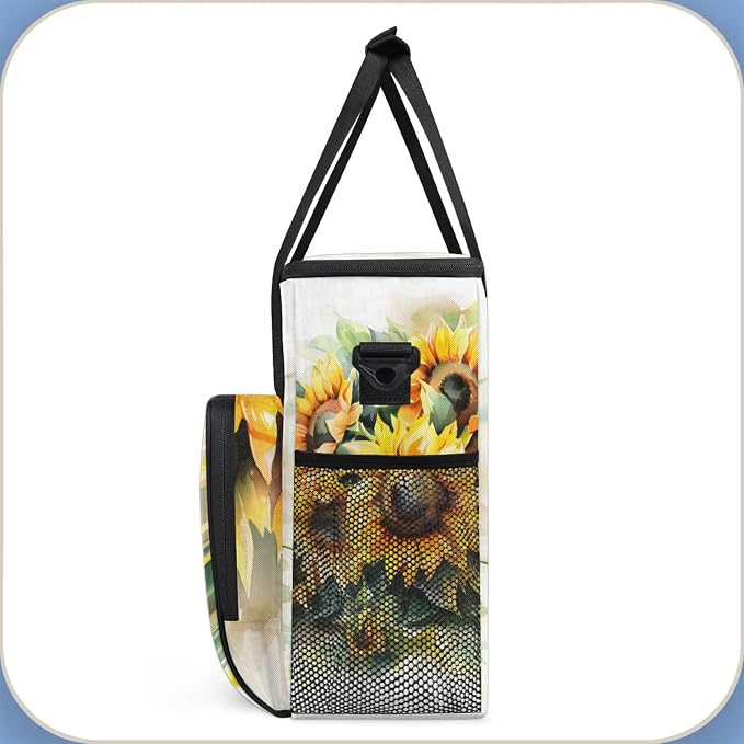 Yellow Sunflower Coffee Maker Carring Bag, Large Insulated Storage Organizer - Image 4