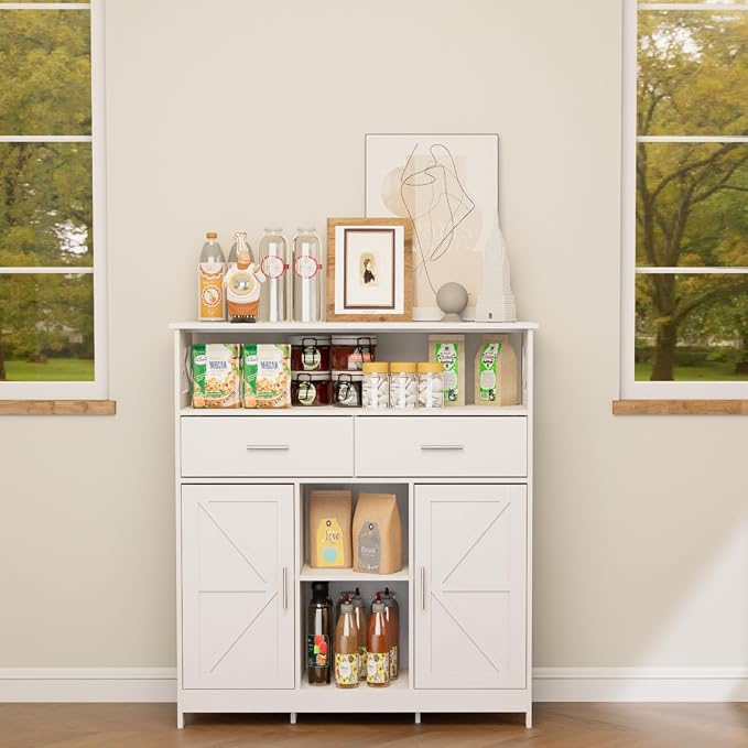 Coffee Bar Cabinet with Storage, 2 Doors and Adjustable Shelves, Freestanding - Image 5