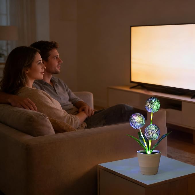 Artificial Purple Allium Flower Lamp, Color Changing LED Light - Image 6