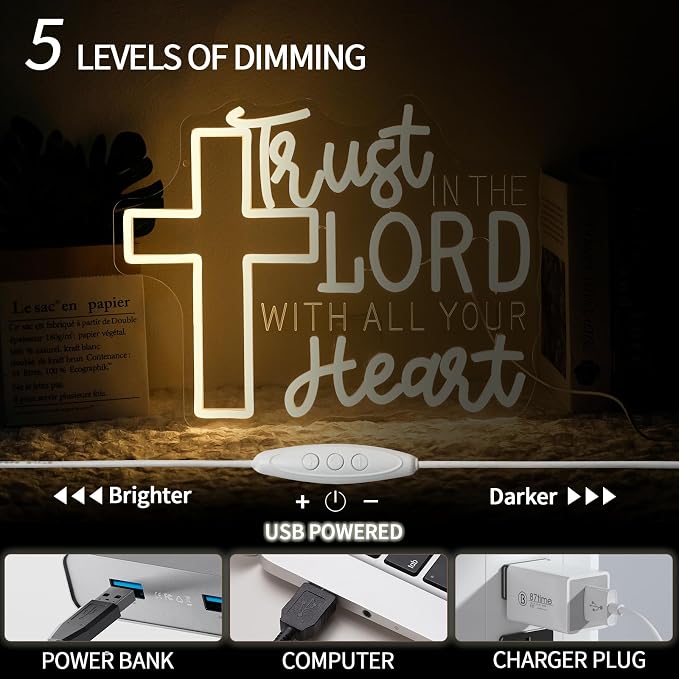 Trust in the Lord with All Your Heart Neon Sign - Image 4