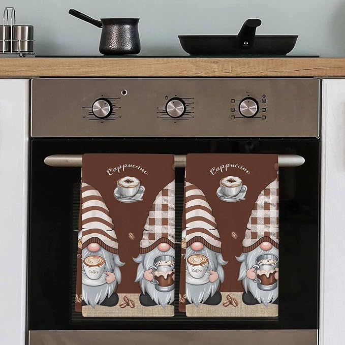 Kitchen Towels Coffee Cute Gnomes Brown Absorbent Tea Towel Soft Hand Dish - Image 5