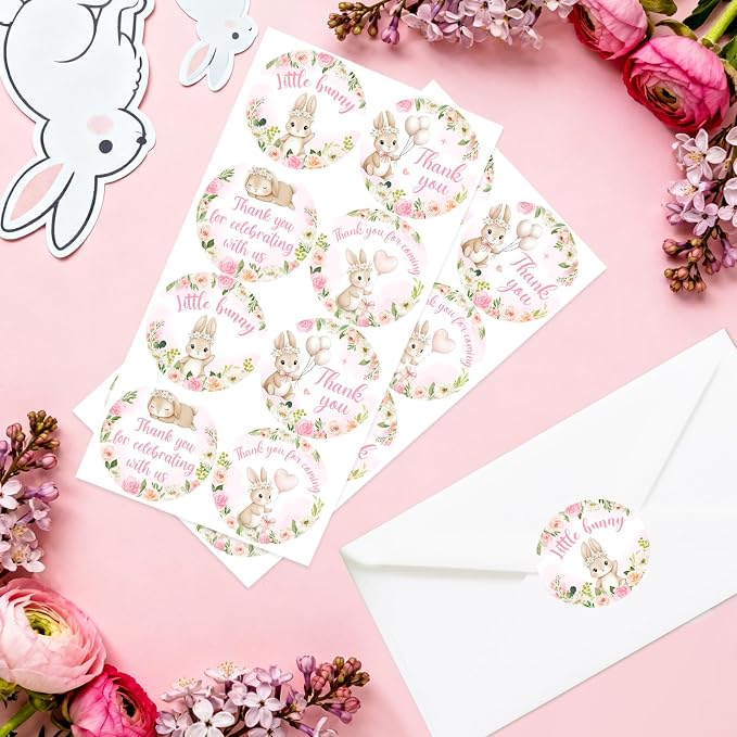 Serencatcher Rabbit Bunny Thank You Stickers - Image 2