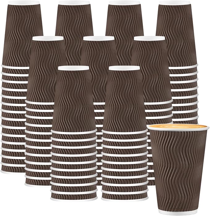 BYSNOW 500 Pack 16 oz Disposable Coffee Cups, Insulated Paper Coffee Cups by BYSNOW