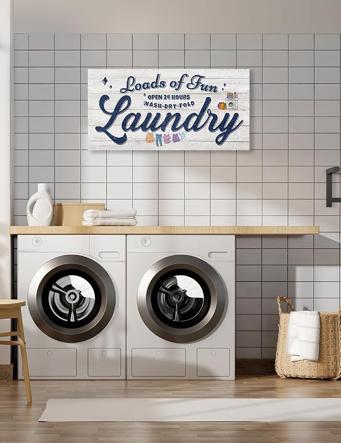 IPIC - Cute Laundry Room Decor, Rustic Canvas Wall Art Print on Acid-Free - Image 3