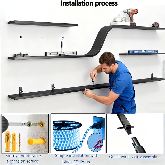 78IN Modern Wall Mounted Wine Rack - Image 5