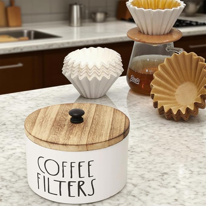 Coffee Filter Holder Filter Box Storage Container Rustic Filter Dispenser Basket - Image 3